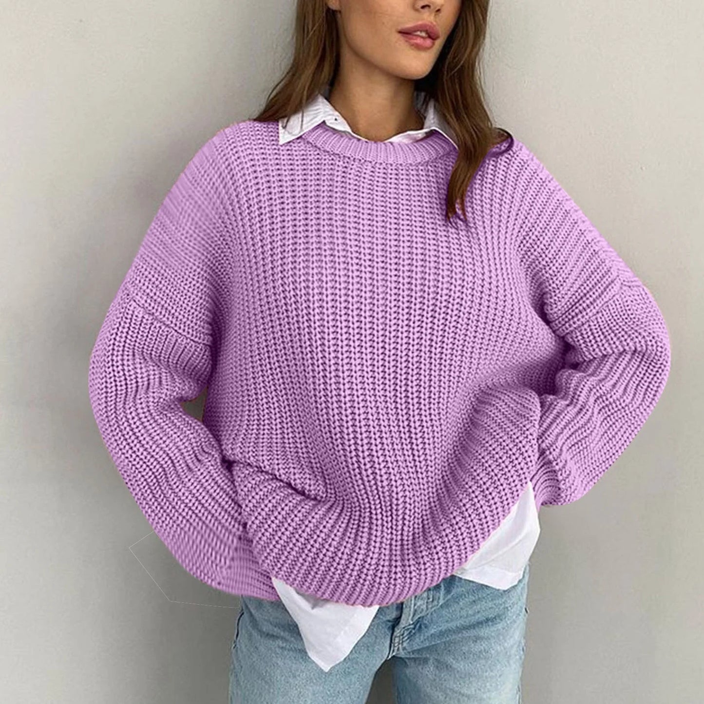 Crew neck oversized knitwear sweater