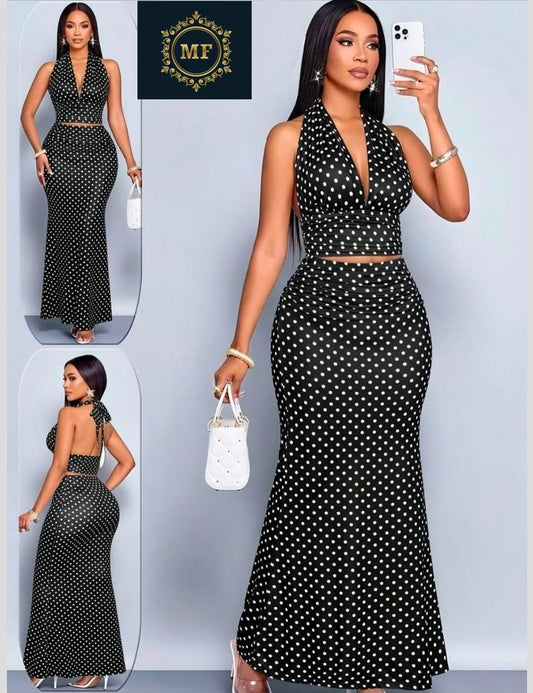 Polka-dot two-piece dress