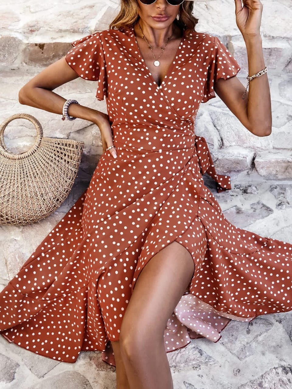 'Polka Dot Wrap Dress