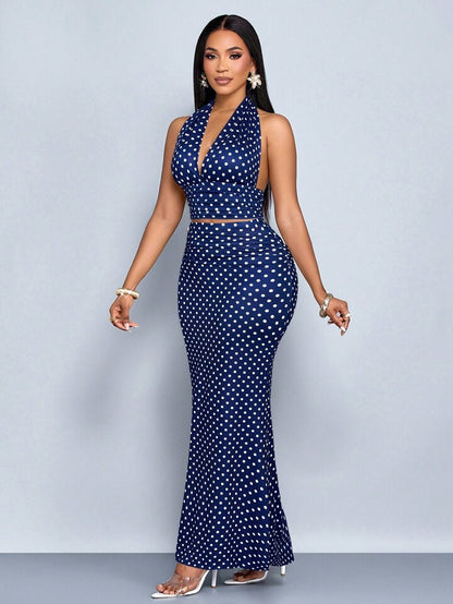 Polka-dot two-piece dress