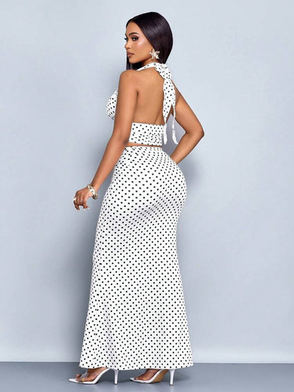 Polka-dot two-piece dress