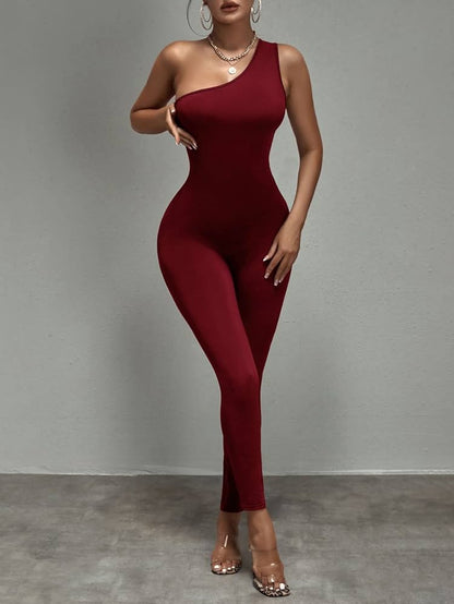 One-shoulder fitted jumpsuit