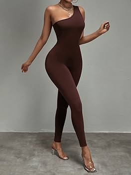 One-shoulder fitted jumpsuit