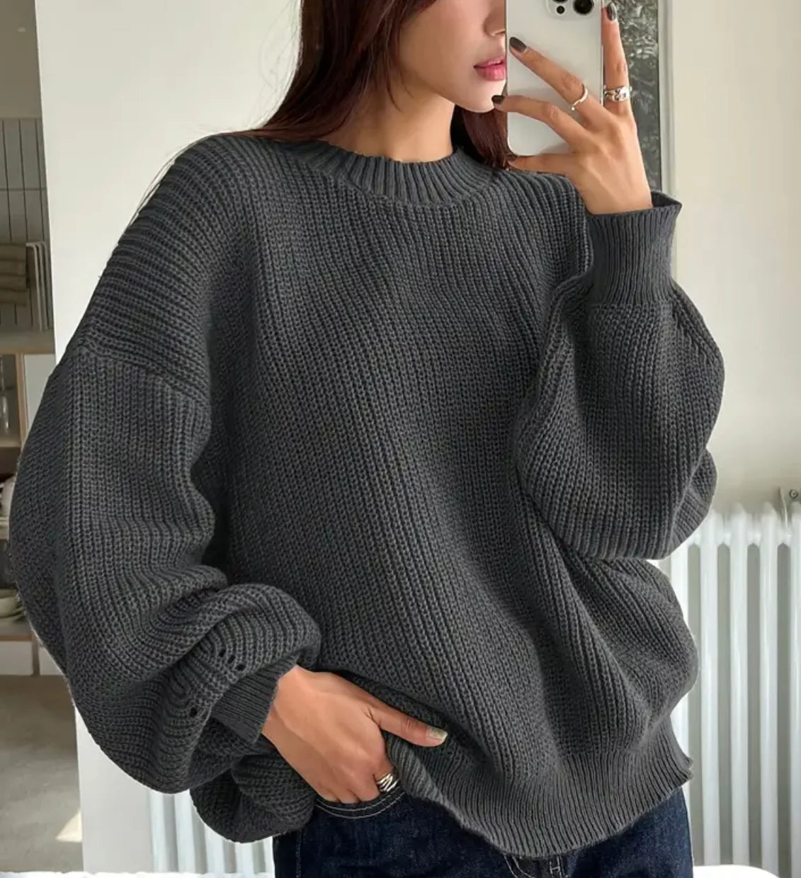 Crew neck oversized knitwear sweater