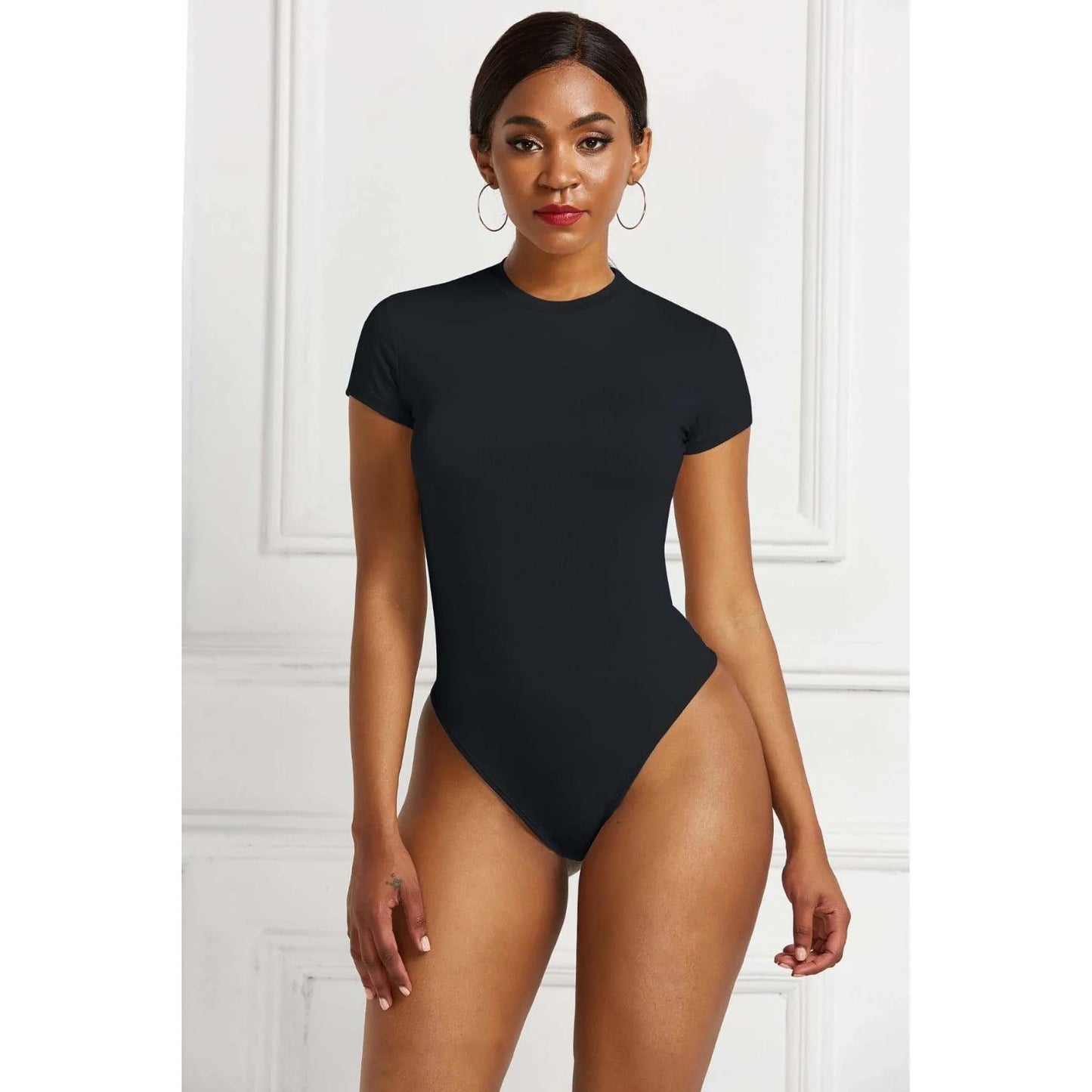 Tall crew neck short sleeve bodysuit