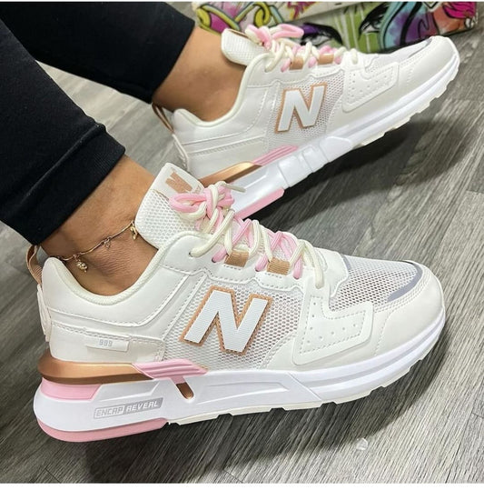Velocity 999 Trainers- White with rose gold accents