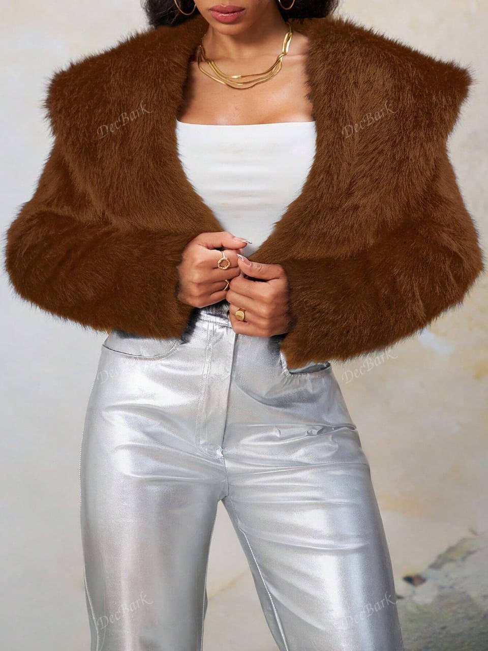 Cropped faux fur jacket