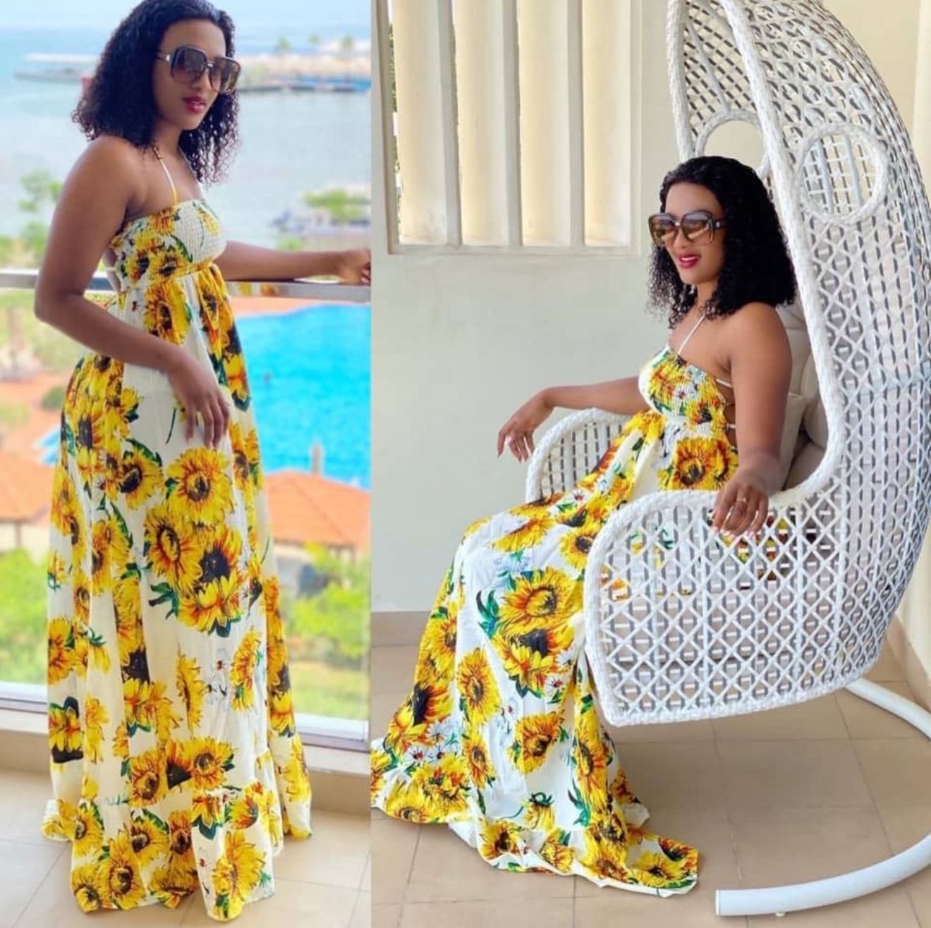 'Sunflower-print maxi dress