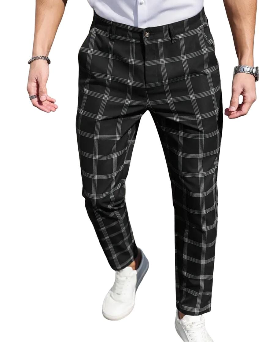Slim checkered casual suit pants