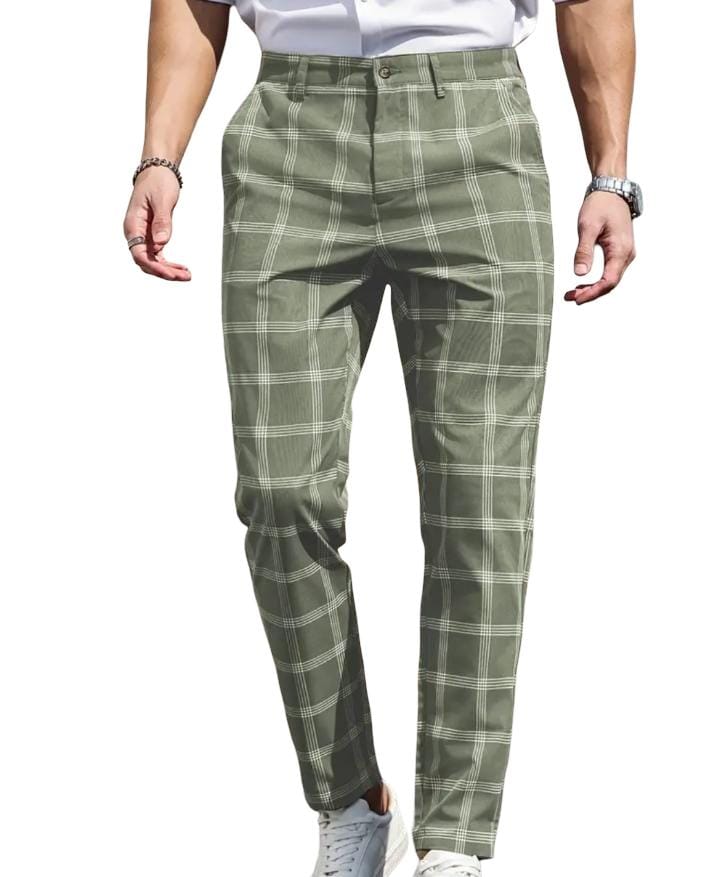 Slim checkered casual suit pants