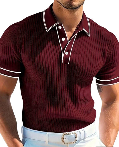 Ribbed knit polo shirt