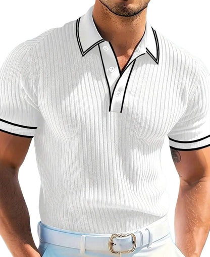 Ribbed knit polo shirt