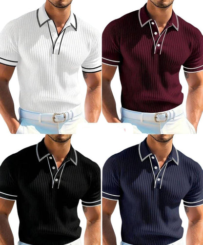 Ribbed knit polo shirt