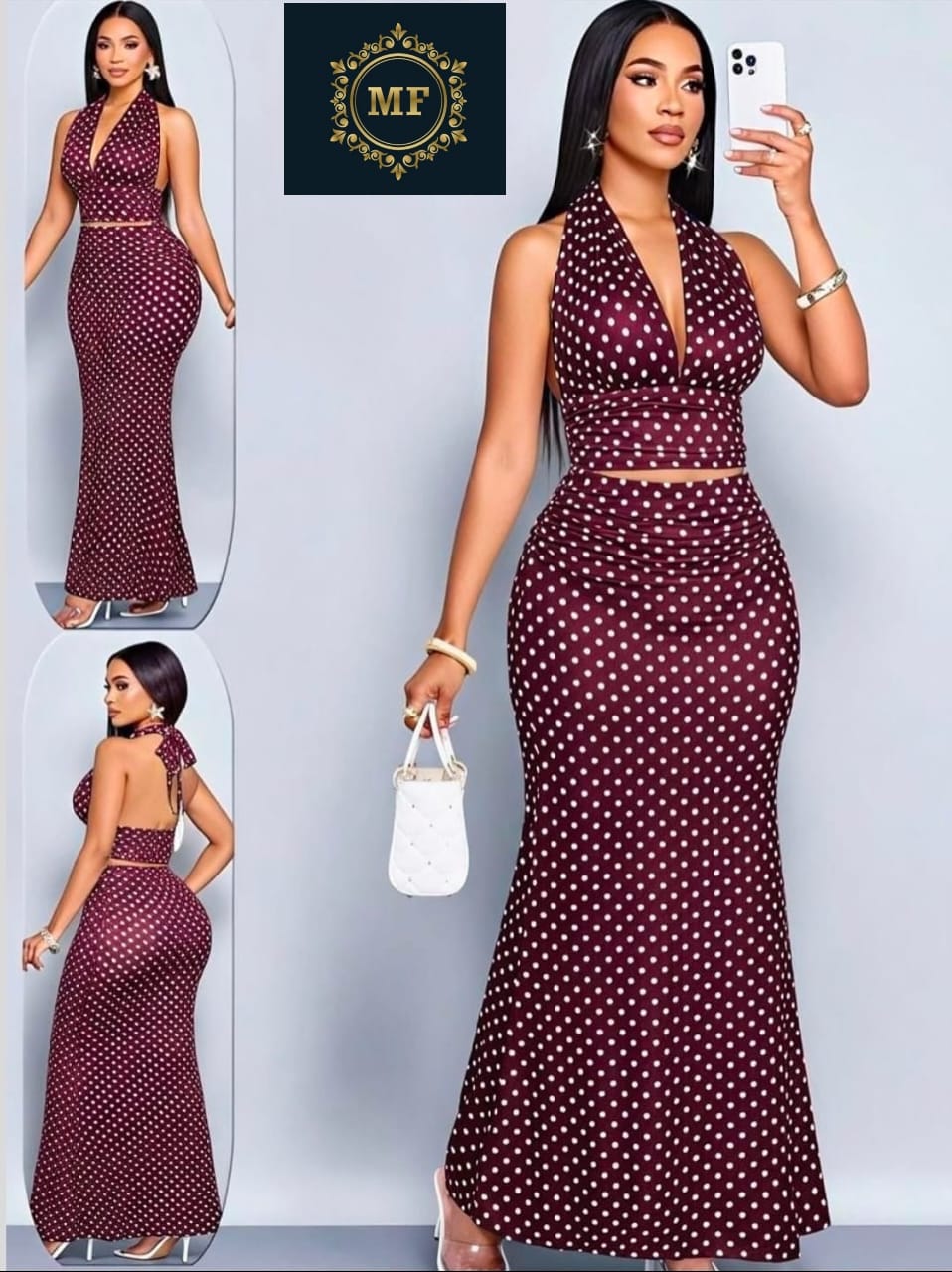 Polka-dot two-piece dress