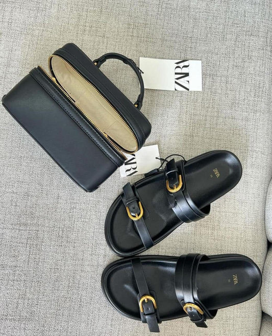 'Black Mini City bag with Sandals