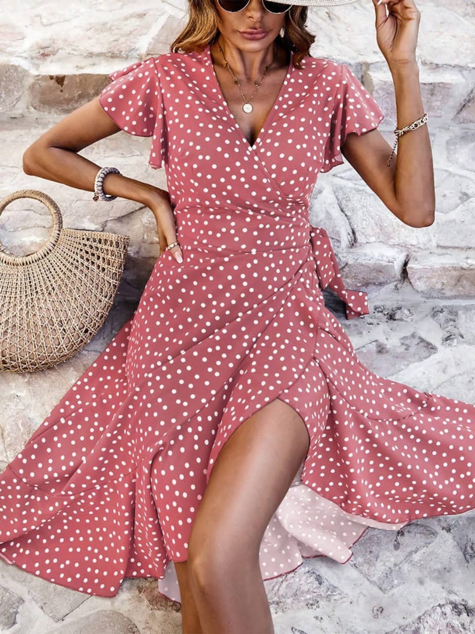 'Polka Dot Wrap Dress