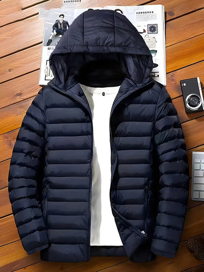 Lightweight hooded down jacket